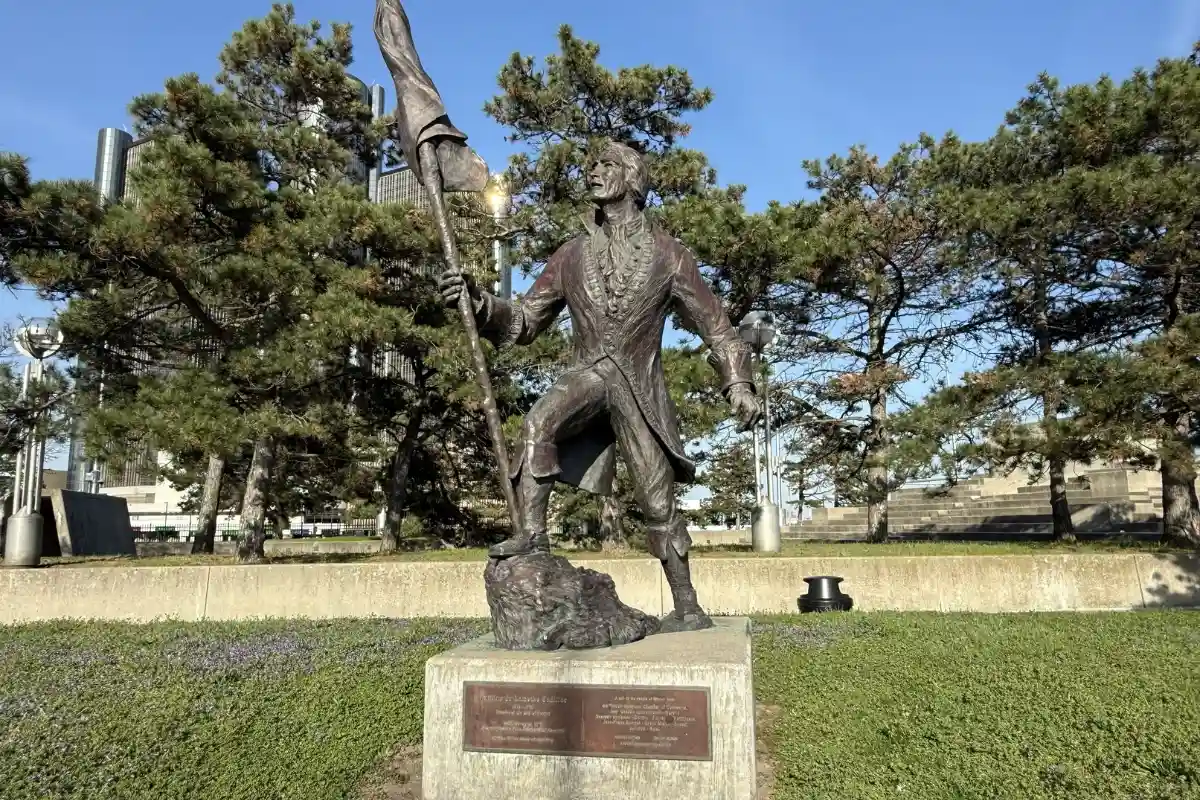 The statue of Antoine de la Mothe Cadillac